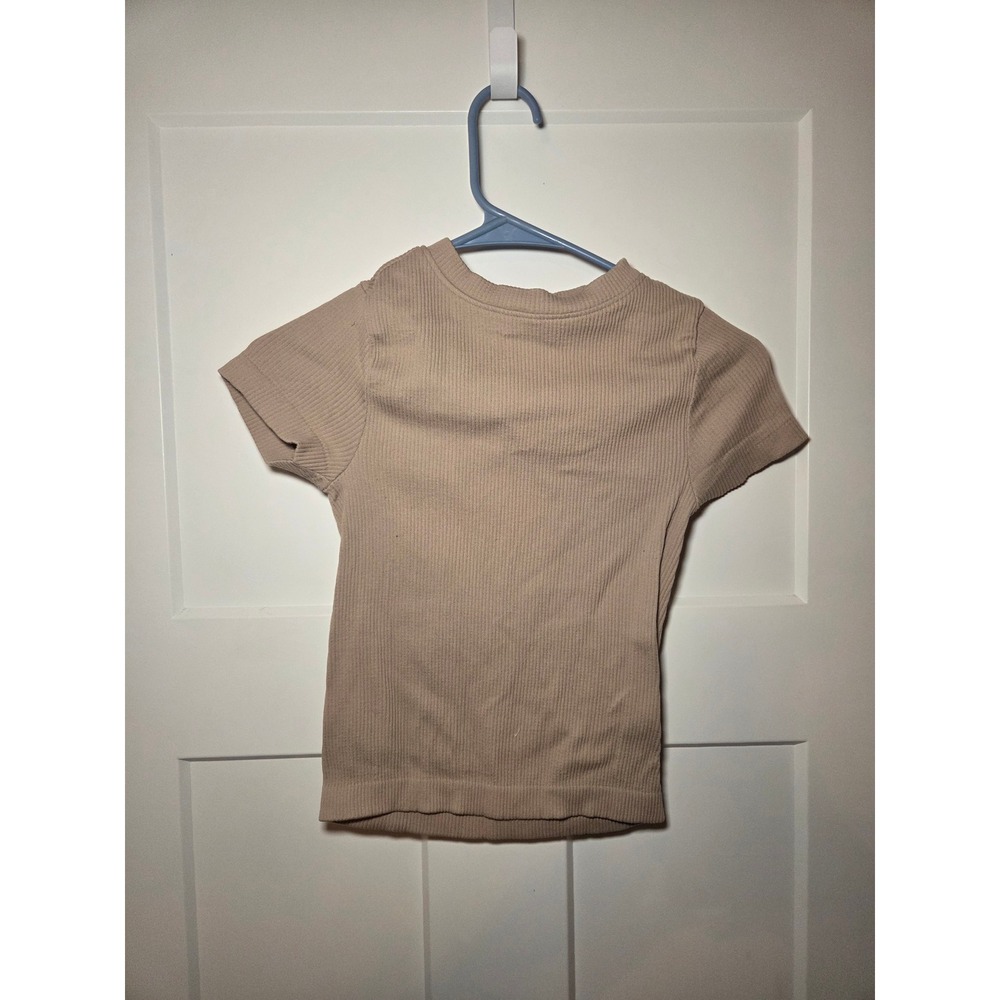 Old Navy Womens Seamless Ribbed Short Sleeve T-Shirt Tan Beige Small